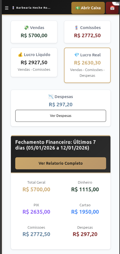 Dashboard no celular